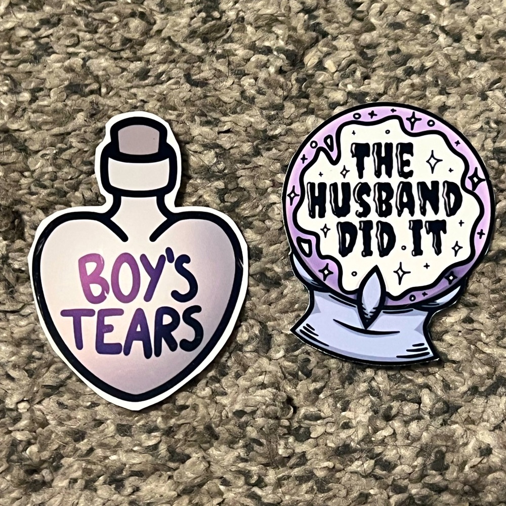 Pair of Gothic Kawaii Cute Halloween Spooky Creepy Murder Themed Vinyl Stickers
